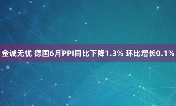 金诚无忧 德国6月PPI同比下降1.3% 环比增长0.1%